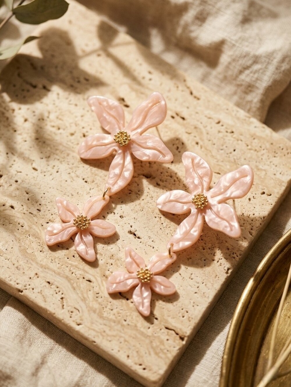 True Lovelies Blush Pink Resin Flower Drop Earrings Coquette Girl Cottagecore